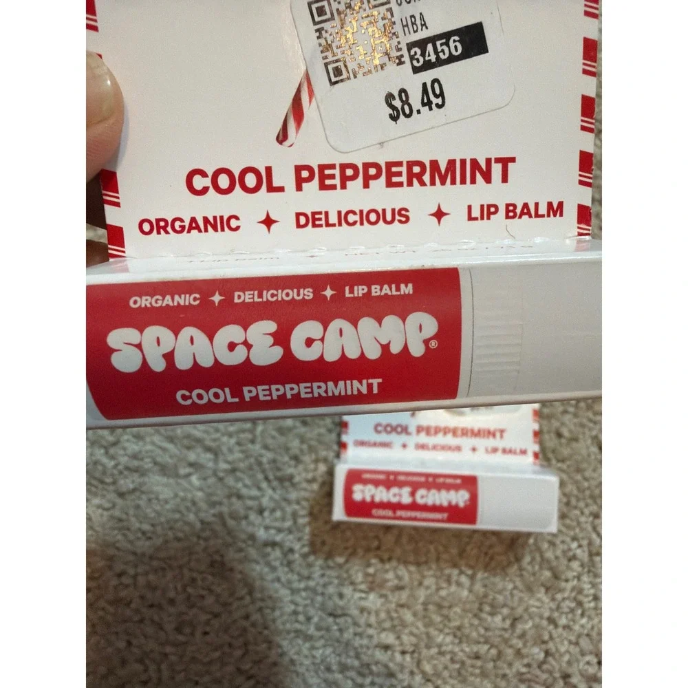 Space Camp Cool Peppermint Organic Lip Balm Jumbo Size .25 oz Lot of 2 NEW